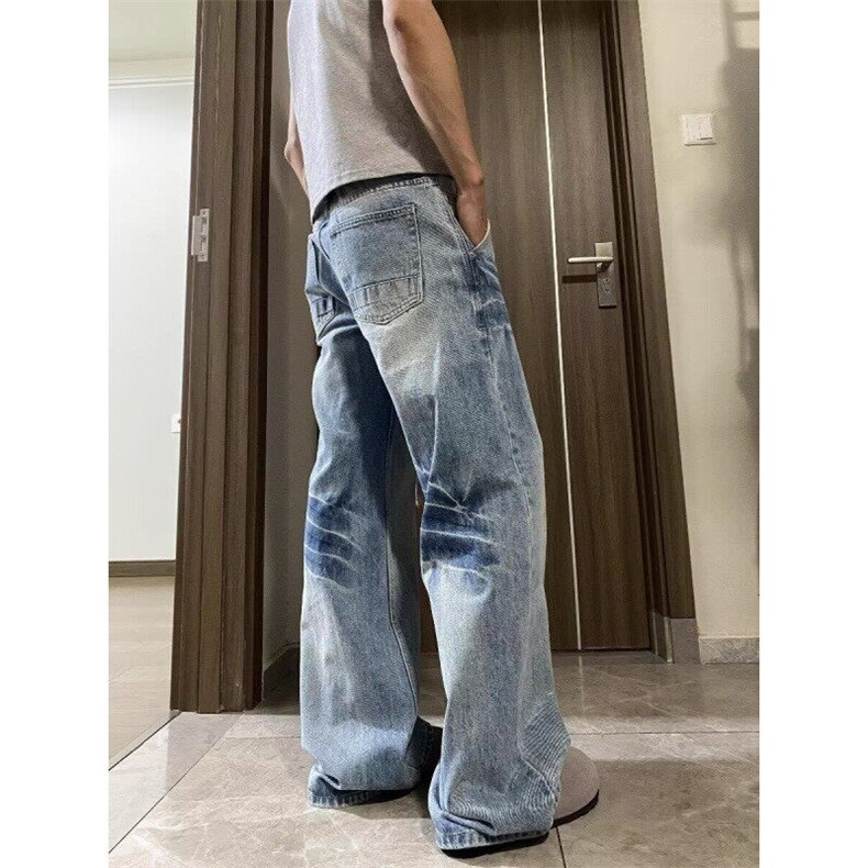 设计水洗蓝色牛仔裤男款美式潮流休闲百搭宽松直筒长裤WL7798-P50,男装牛仔裤,星座1008