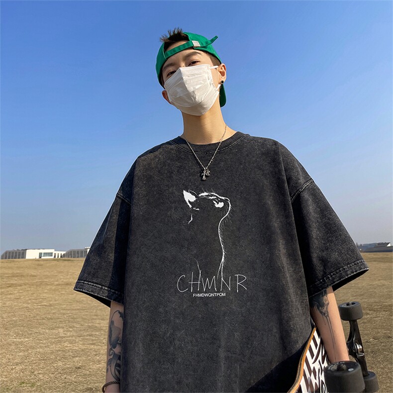 量大优可供抖音视频支持得物品质配合二开美式水洗短袖t恤SX67,男装T恤,电商A486
