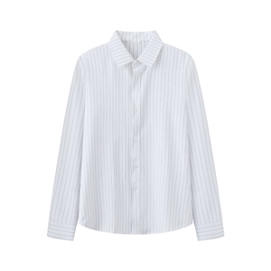 港风春款男女休闲衬衫竖条纹宽松百搭衬衣大码S-4XL CT4 P40图片