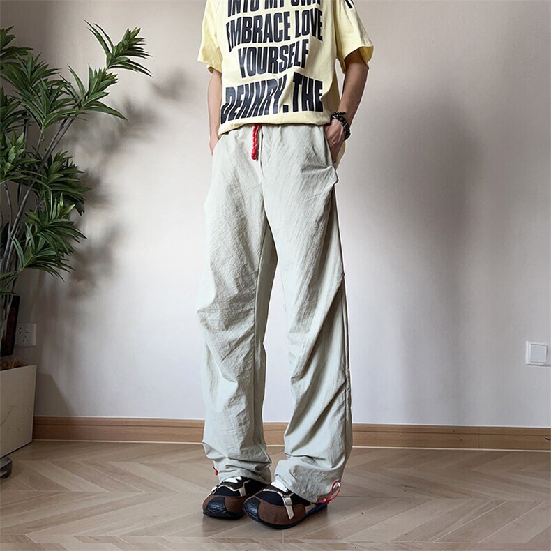 复古美式阔腿休闲裤男潮牌高级感工装裤户外褶皱设计伞兵裤,男装工装外套,星座410-6（原星座1304-1）