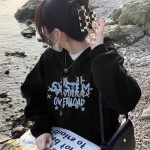 华棉银狐绒连帽卫衣美式宽松休闲帽衫WY36798图片