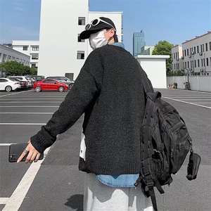 卡通印花卫衣男春秋ins潮流港风情侣套头圆领M2P40图片
