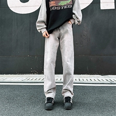 黑色TP22微辣弹力直筒中高腰长裤阔腿裤2025年春季男装牛仔裤合体，男装牛仔裤，星座302A-2