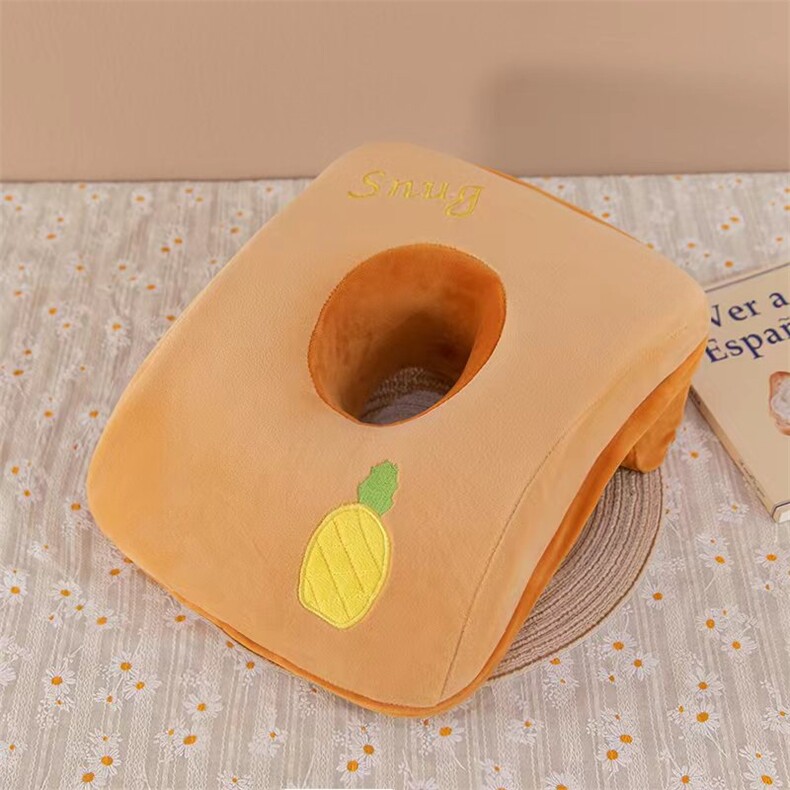 记忆棉午睡枕棕色菠萝，顺康毛绒玩具