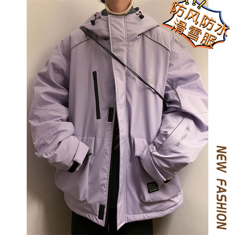 2025冬季防水防风青少年滑雪服男反光条加厚保暖中性外套M69-P170,男装棉衣,电商A001