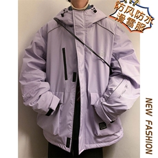 2025冬季防水防风青少年滑雪服男反光条加厚保暖中性外套M69-P170，男装棉衣，电商A001