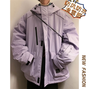 2025冬季防水防风青少年滑雪服男反光条加厚保暖中性外套M69-P170图片