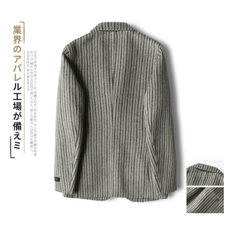 阿尔巴卡男士双面羊绒夹克条纹西装外套毛呢大衣Y8665P315控428,男装毛呢大衣,电商D230
