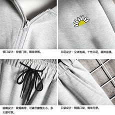 TK6089-P85开衫连帽卫衣套装男运动套装两件套网格挂拍，男装卫衣，电商A040A