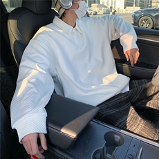 2026春秋翻领亨利领提花POLO衫痞帅卫衣外套W56682/特P25白，男装Polo衫，电商A094