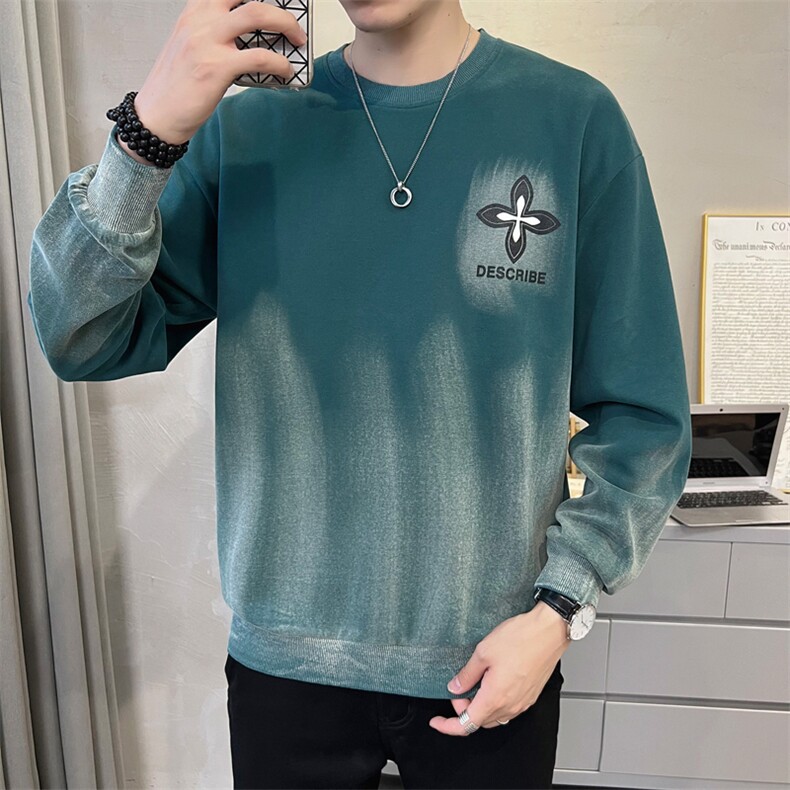 2024秋季新款宽松圆领卫衣男喷色水洗休闲潮牌T恤T662-p65,男装卫衣,电商D303