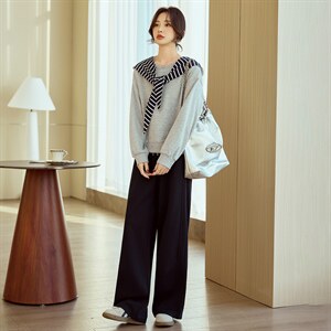 时尚休闲披肩卫衣两件套装女26春装新款圆领套头卫衣休闲直筒卫裤，女装卫衣/绒衫，梦懿尔