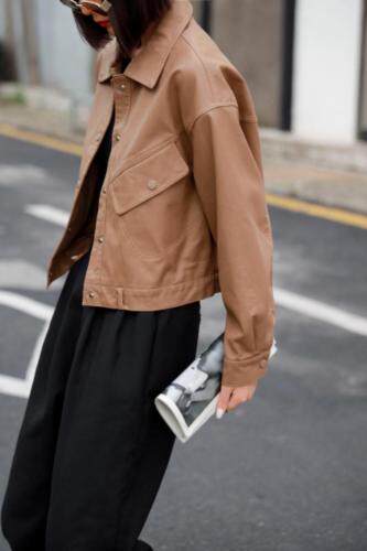 秋季皮衣外套，女装皮衣，卡薇尔