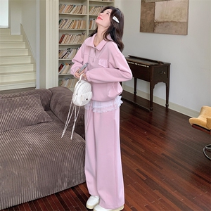 【现货】2026秋装 蕾丝花边粉色运动套装2C056-6886-P165控228图片