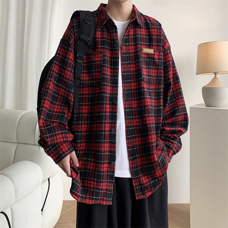 长袖秋宽松港风复古内搭学生情侣叠穿衬衣225-2-CS708-P58,男装衬衫,星座225-2