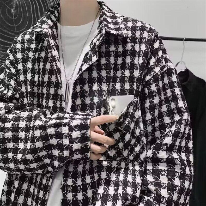 编织小香风外套男春秋潮牌痞帅千鸟格夹克休闲潮流男装JK408,男装夹克,星座1116A-1（原606A）