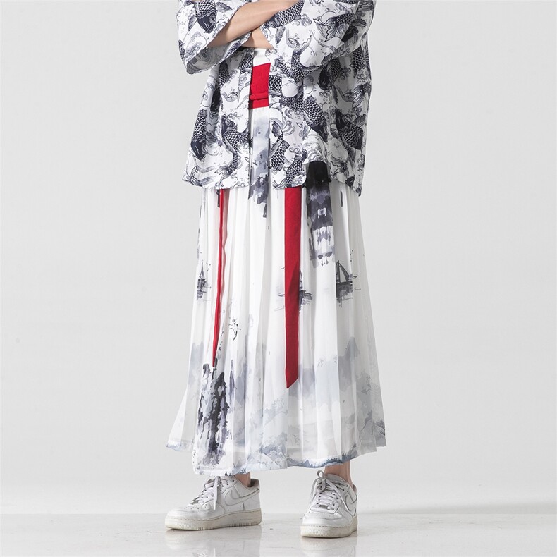 夏季 风汉服古风宋裤仙气一片式裙裤百褶马面裙情侣 K180/P75图片