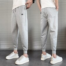 休闲裤男秋季新款韩版修身网红同款束脚裤刺绣针织运动长裤哈伦裤,女装休闲裤,电商A327