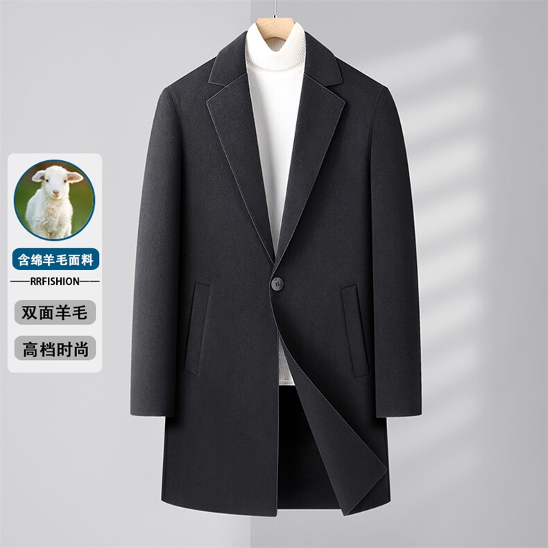 毛呢大衣MN99305长款一粒扣70%羊毛+单扣+双面羊毛大衣3色可选,男装毛呢大衣,钱塘207-1