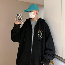 Y8881P43港风外景秋季新款连帽开衫字母印花宽松休闲百搭学生，男装卫衣，电商A026-1
