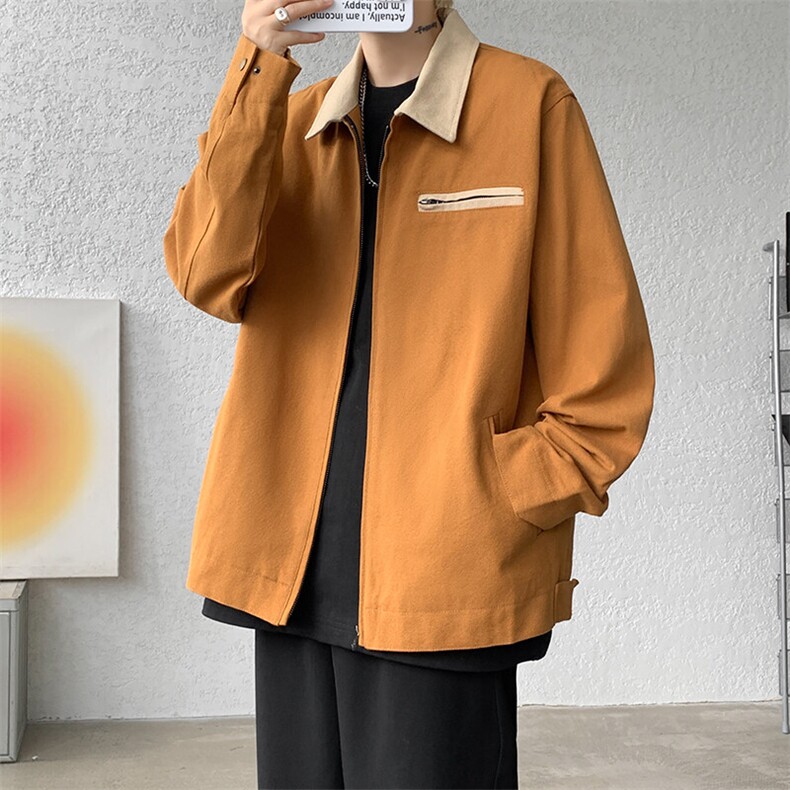 8XL-M春季水洗帆布短款夹克男生vintage美式复古工装外套JK003P98,男装夹克,电商B312