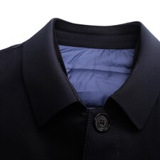 冬季中年休闲羽绒服纯色翻领男中长款加厚冬装外套ZL1958-P180图片
