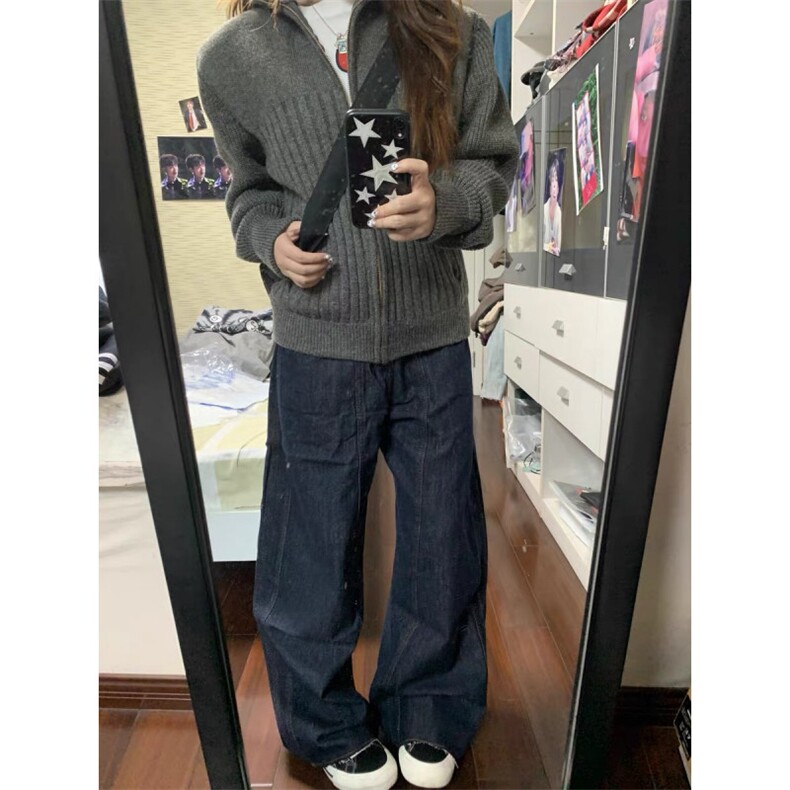 网图秋冬美拉德正肩立领拉链开衫毛衣外套潮MY1185特P55图片