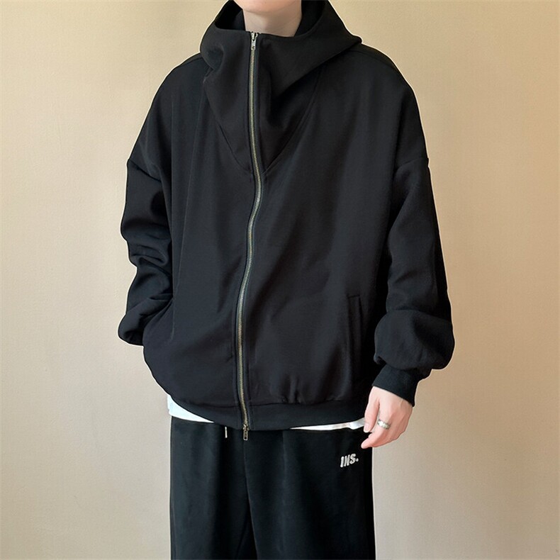 现货-重磅连帽卫衣外套男纯色休闲百搭时尚开衫夹克AJ23055P88,男装夹克,电商A351