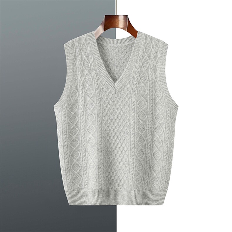 2025年秋季V领青春流行山羊绒(羊绒)马甲青春活力纯绒男马甲男装，男装背心/马甲，羿纯羊绒高端店