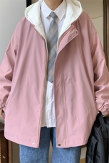 1港风冲锋衣男休闲大码M-5XL情侣女假两件连帽夹克男7420P70控98，男装夹克，星座226-2