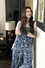【新款】垂坠感印花背带裤女夏季连体裤2C353/8672/P120/K178，女装连体裤，2C353