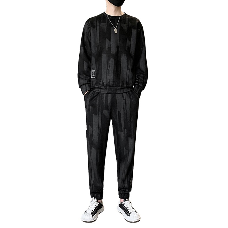 秋装麂皮绒休闲运动套装男士圆领长袖卫衣青年时尚套装男TZ11-P80,男装休闲套装,星座1210A