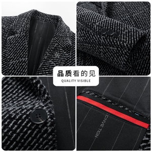 主推长期货中长款雪尼尔毛呢大衣男士毛呢风衣中青年休闲毛呢外套图片