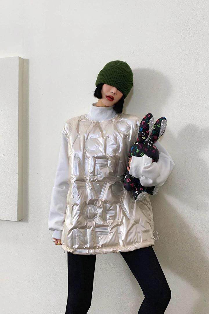 潮款羽绒拼卫衣，女装卫衣/绒衫，艾梵煕尔