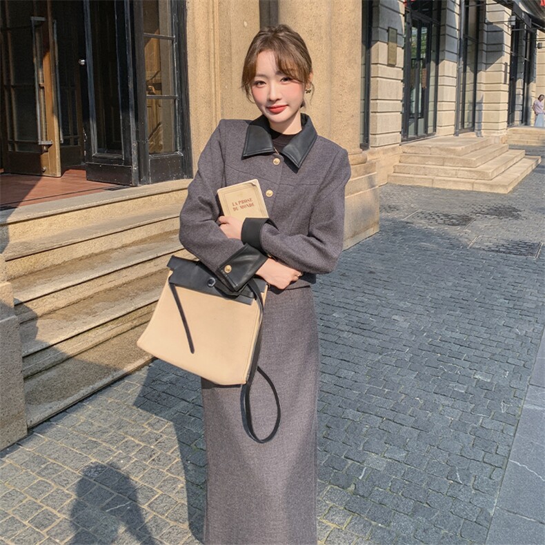 2025年冬季小香风外套90%白鸭绒新款气质减龄羽绒套装女,女装套装/套裙,1C150