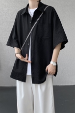 8XL-M泡泡纱盐缩肌理短袖衬衫男夏季冰丝外套防晒衬衣DC28011P40，男装衬衫，电商B312