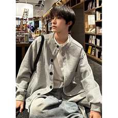 春秋纯色插肩拼接立领外套男士运动拉链休闲夹克开衫W88001，男装夹克，星座1116A（原606A-3）