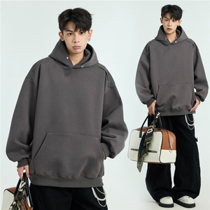 1506-1/GA2770/P49秋冬潮牌小众卫衣 男白花灰痞帅连帽衫图片