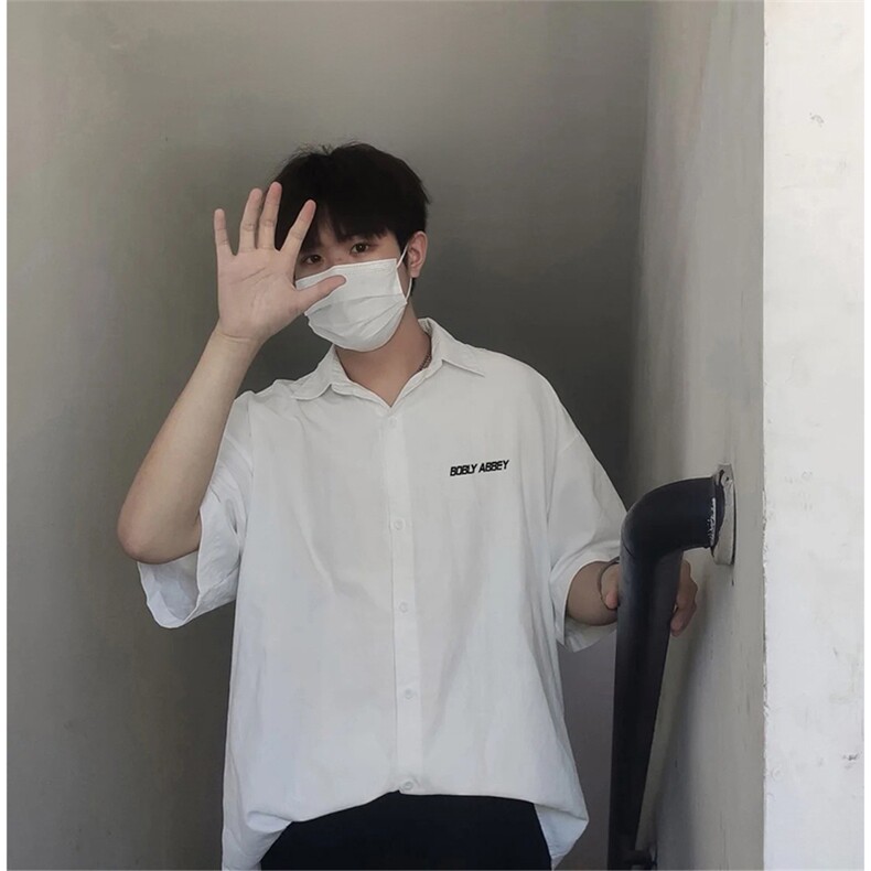 抖音得物高品质夏季冰丝休闲衬衫美式垂感宽松衬衫短袖ADT2102,男装T恤,电商A443