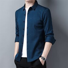 Z3205男式2023冬季新款长袖加绒衬衫修身免烫衬衣P85图片