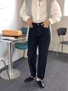 〖现货〗秋冬新款  直筒牛仔裤 高腰显瘦图片