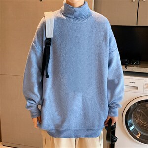 2023秋冬男士纯色高领毛衣加厚高品质百搭针织衫中性毛线M700P50图片