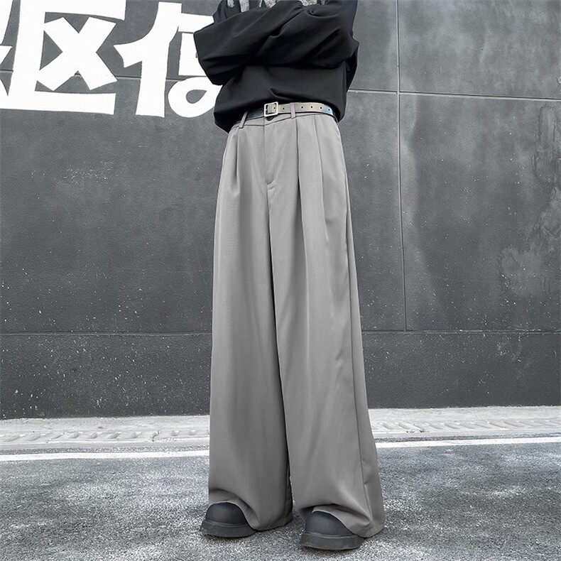 西装裤子男日系裤子宽松直筒休闲长裤垂感阔腿西裤K310-P45，男装西裤，星座308B-1