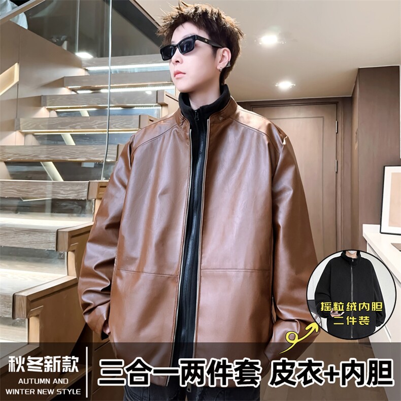 三合一两件套冬季加厚皮棉衣男士棉袄立领外套A266-PYT0051-P120图片