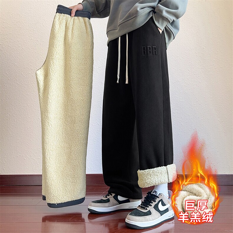 217-2-NK557-P45 冬季新款羊羔绒加绒加厚直筒休闲裤男大码卫裤图片