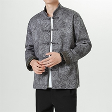 新品新中式风鹿皮绒蟒纹数码印花立领加厚盘扣夹克外套JK104，男装夹克，星座305A（原312A-1）