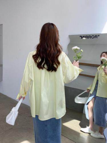 2021春夏新款挚爱多色纯色衬衫女设计感小众宽松纯色长袖防晒，女装衬衫，香丽迪1