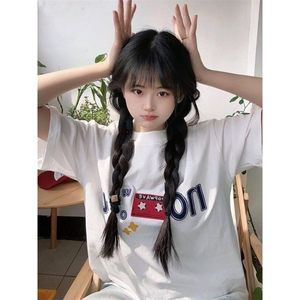 H0705-P30宽松休闲夏季短袖印花t恤女图片