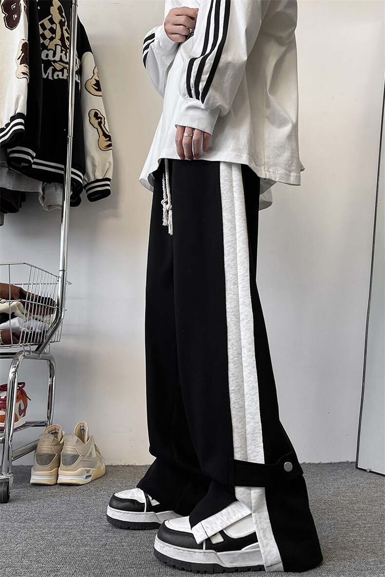 8XL-M特大码美式复古撞色拼接运动裤男潮牌宽松阔腿休闲裤K958P58,男装休闲裤,电商D206-1