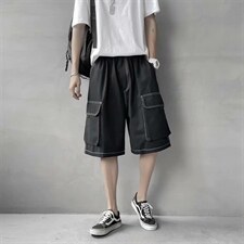 日系工装短裤男女夏宽松显瘦百搭六分阔腿D001P27，男装休闲裤，星座1116-2